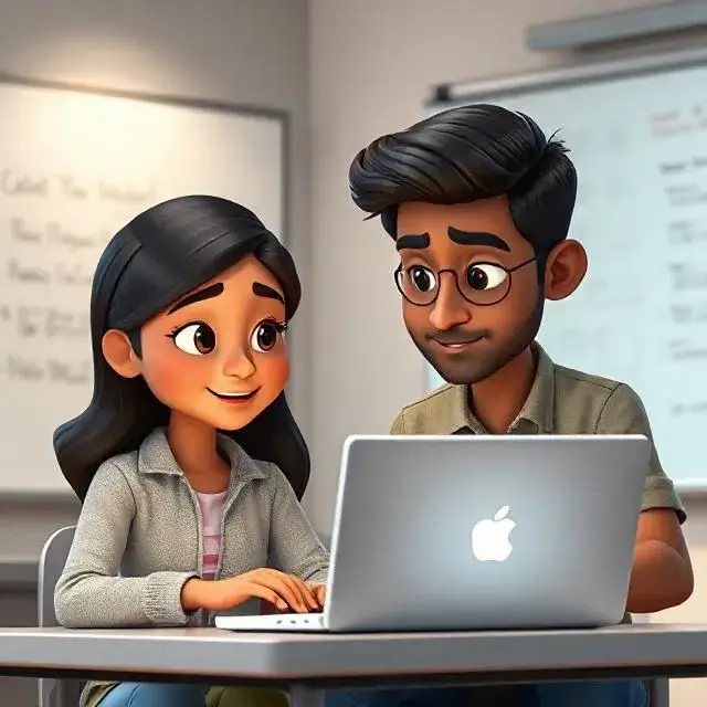 Coding students collaborating